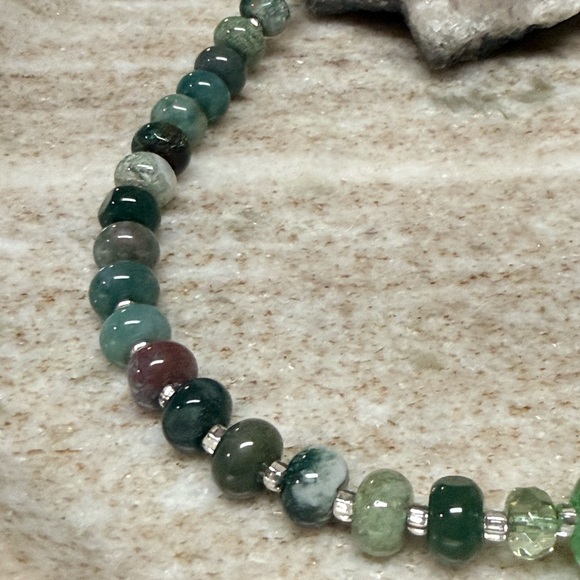 Genuine Indian Agate Gemstone Sterling Silver Necklace - Picture 2 of 5